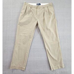 Polo Ralph Lauren Men's Ethan Pants Size 38 x 32 Khaki Pants Cotton Twill EUC